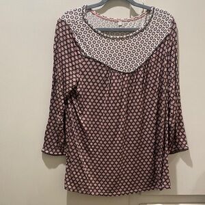 Boden Black and Pink Geometric Blouse Size 12/Large